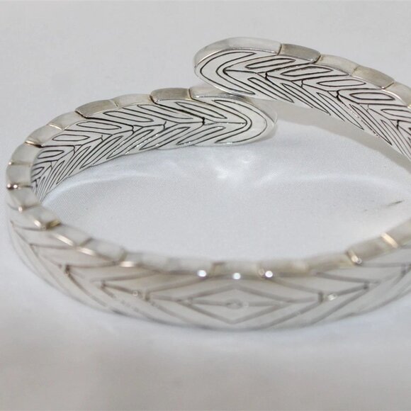 John Hardy Modern Chain Sterling Silver 925 Black Sapphire Bypass Cuff Bracelet - Picture 12 of 13